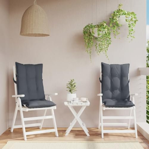 Homgoday Hochlehner-Auflagen 2 STK. Gartenstuhlauflagen Sitzauflagen Stuhlauflagen Sitzpolster Sitzkissen für Garten Balkon Camping Stuhl Anthrazit Oxford-Gewebe