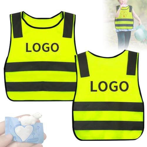Personnaliser Gilet de Sécurité pour Enfant,Visibilité À Gilet Réfléchissante pour 3-10 Ans Enfants,Haute Visibilité Sécurité Gilet Jaune Réfléchissant Oui Nuit Marche Idéale,One Size,1 Pcs