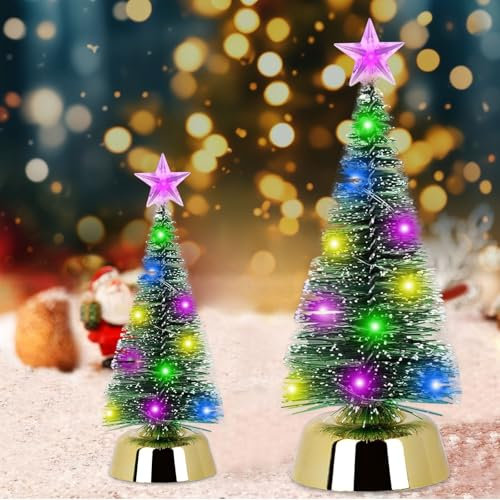 Mini albero di Natale con LED, piccolo albero di Natale artificiale, mini albero di Natale con illuminazione, mini albero di Natale in miniatura, albero di Natale da tavolo, decorazione natalizia