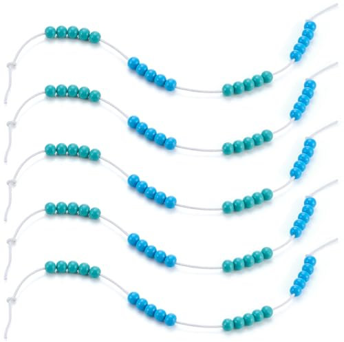 Geosar 5 Stück Rechenkette für Grundschüler mit 20 Perlen Zählperlen mit Seil Einschulung Geschenke zum Schulanfang für Kinder Nachhaltige Rechenhilfe für Die Grundschule(Hellblau, Dunkelblau)