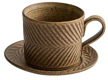 Juego de taza de café vintage de cerámica vintage, taza de té de la tarde y platillo, juego de taza de café y platillo Mimosa
