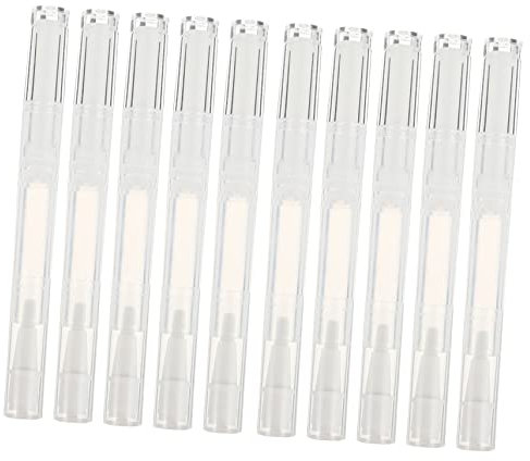 WEKADRIN 10pezzi Penne Trasparenti Vuote Per Unghie Con Testa Pennello Tubetti Rotanti Per Gloss Cosmetico e Oli Nutrienti Bianco