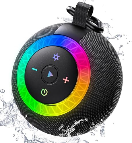 UOHHBOE Bluetooth Lautsprecher Dusche IPX7 Shower Speaker mit Vakuum-Saugfuß 24 Std. Spielzeit Bluetooth 5.4 RGB Licht Freisprechfunktion Weihnachten Geschenke für Männer Frauen