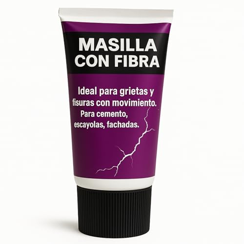 TECHZOCO Masilla con fibra, Ideal para gritas y fisuras con movimiento, Masilla lista al uso, Rellenadora de agujeros, Formato en tubo, Color Blanco, Contiene 150 gramos