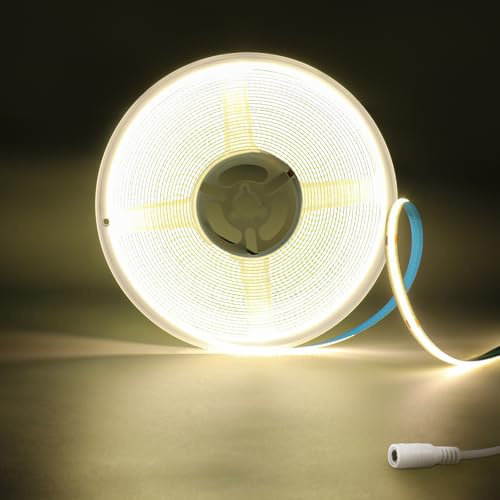Tira LED COB 10M, DC24V COB LED Strip Blanca Cálida Frio 4000K, 320LEDs/m CRI90+ 8mm Superbrillante Flexible luz led adhesiva para luces led habitacion,Cocina,TV, Armarios,Fiesta,DIY Deco(Sólo Tira)