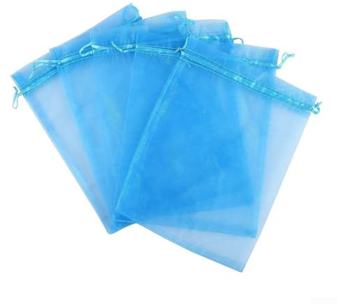 Lot de 100 sacs de protection en maille pour fruits du jardin - Filet anti-oiseaux pour fraises, raisins et légumes - Design léger (lac de bleu)
