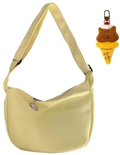 TYXHXTF Borsa a Tracolla, Crossbody Bag Hobo con Tracolla Regolabile Marsupio con Cerniera per Tempo Libero, Lavoro, Viaggi (Giallo Cremoso)