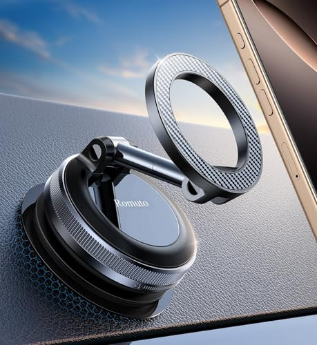 Romuto Soporte Móvil Coche Ventosa Magnético para MagSafe,360° Rotación Porta Movil Coche con Ventosa de Vacío【Imanes Potentes】 Soporte Movil Coche Iman para Samsung Galaxy S25 Ultra S24 S23 S22