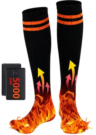 Elektrisk strumpa – 36–46 storlek, 5 000 MAh uppladdningsbart batteri, APP-kontroll uppvärmd strumpa, bomullsvärmare, skidstrumpor | vinter vandring camping löpning jakt, skor kallt väder