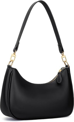 Dermalyx Schwarze Leder Schultertasche Für Damen, Handtasche Retro Hobo Purse, Umhängetasche, Clutch Unterarmtasche, Kleine Tasche, Sling Bag Handtasche