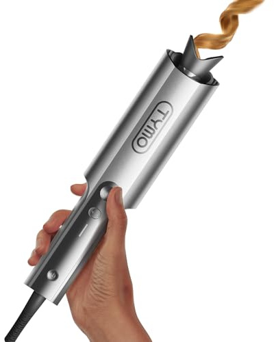 TYMO CurlPro Plus Automatic Rotating Curling Iron - Upgraded Long Barrel Curling Wand for Long Hair, Ceramic Hair Curler for Women, Anti-Scald, Tangle-Free, 600M Ionic, Dual Voltage, Grey, 1 Inch