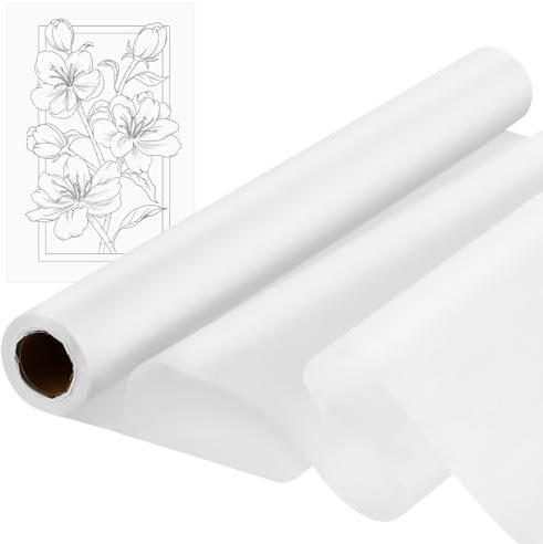 FOMIYES Rouleau de Papier Calque Translucide Format A2 44 Cm X 23 M, Matériel de Dessin pour Artistes, Papier Calque pour Calligraphie et Peinture, Fournitures de Peinture Polyvalentes