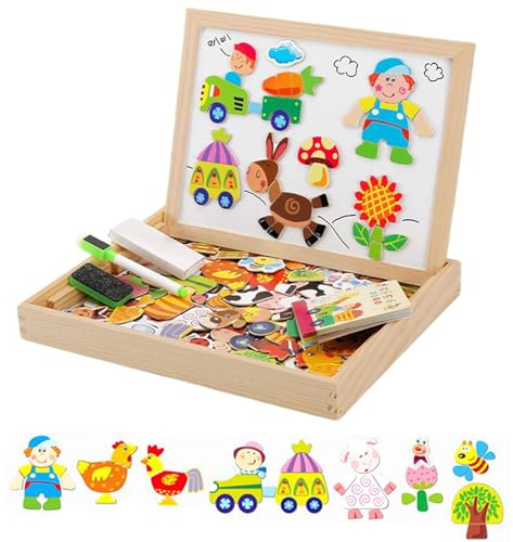 Pizarras Magnéticas Para Niños - Tablero De Escritura De Madera - Juguetes De Aprendizaje Con Actividades De Pintura - Juego De Pizarra Educativa Para Preescolar, Escuela, Niños, Niñas, Aula, Jardín D