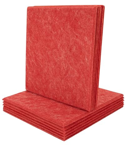 Akustikplatten Selbstklebend, 12 Stück Quadratische Akustikplatten 30x30 cm Wand Schallschutzplatten für Schlafzimmer, Wohnzimmer, Büro, Rot
