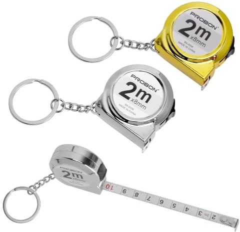 JYYWTS Cinta métrica de 2 m, juego de 2 unidades con llavero, cinta métrica retráctil de metal, cinta métrica métrica de acero con escala transparente, compacta, duradera para el hogar, oficina
