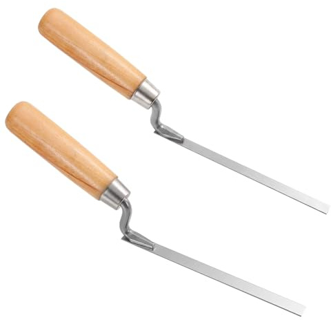 Xinjoduz 2 PCS Tuck Pointer Trowel Set, 5/16 & 3/8 Professional Masonry Tools, Ergonomic Wood Handle, Mortar Repair and Tuck Pointing Tools for Spreading Mortar, Trimming Corners