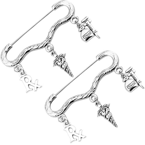 jojofuny 2 Pezzi Spilla da Farmacista a Forma di Siringa, Spilla da Petto Creativa Leggera in Metallo, Accessorio Medico per Travestimenti e Abbigliamento Professionale
