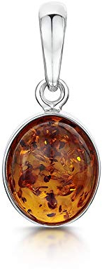 Amberta - 925 Sterling-Silber Sterling-Silber 925 Ovalschliff Orange-gelb Ambre