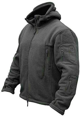 CRYSULLY Men's Autumn Winter Military Tactical Jackets Camping Sailing Field Fleece Jacket Snow Coat Gray