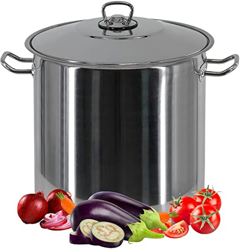 GEEZY 11L Arian Gastro Stainless Steel Stock Pot with Lid & Induction 24cm