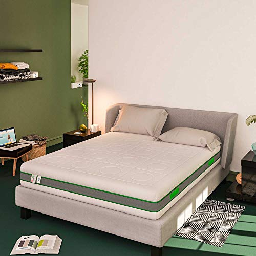 Baldiflex Emporio Materasso Singolo Molle Insacchettate e Memory, Green Spring Plus 800 Molle + 5 cm Memory, 7 Zone Differenziate, 100x200 cm