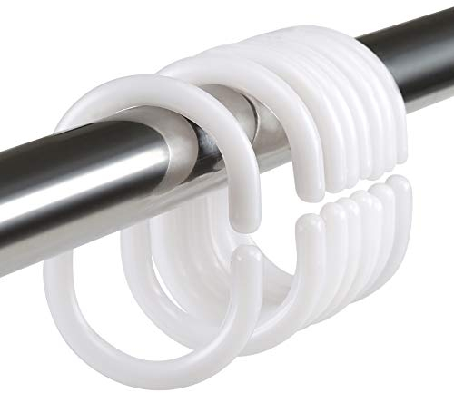 LIHAO 24x Duschringe Duschvorhangringe Kunststoff Aufhängeringe für Duschstange Weiß (Verpackung MEHRWEG)