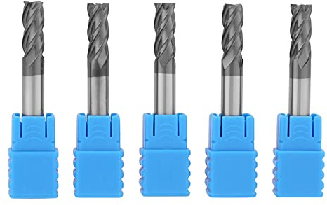 Jeu Fraises en Bout Carbure 5pcs Tungstène 4 Fraise en Bout Flûte Fraise Fraisage CNC 6mm Fraise en ier au Tungstène fraise cnc fraise a metaux dur 8mm+fraise helicoidale fraise helicoidale fraise ca