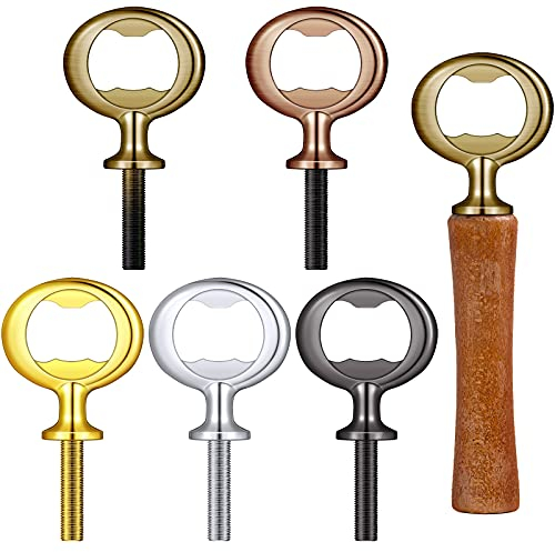 Patelai Metal Bottle Opener Blank Stainless Steel Flat Bottle Inserts Kit Threaded Beer Hardware for Valentine's Day Wedding Wine Party Wood Turning DIY Handmade Project Craft(5 Pieces)