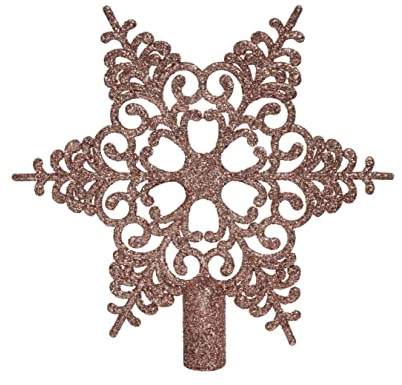 Decoris Christbaumspitze Kunststoff 23cm Schneeflocke mit Glitzer bruchsicher Weihnachtsbaumspitze rosa