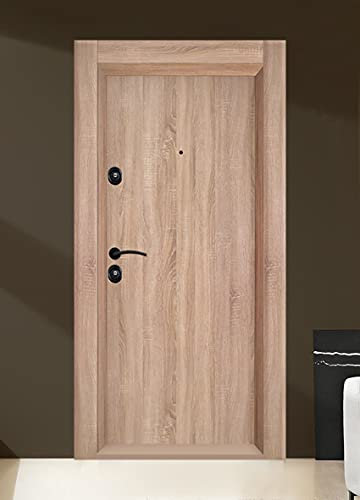 Porta Blindata Portone Blindato Esterno Porta Blindata Ingresso 90x200 con Spioncino Serratura Porta Blindata Porte Blindate Portone Esterno Rovere PL36 (Interna Destra)