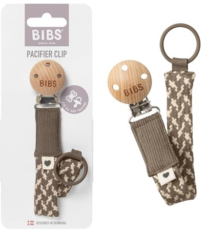 BIBS Paci Braid. Pacifier String. Organic Cotton. Danish Design, OneSize (0-36 Months), Dark Oak/Vanilla