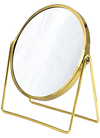 RIDDER Schminkspiegel, Kosmetikspiegel, Standspiegel Summer, gold, mit 5x Vergrößerung, handlich | modern