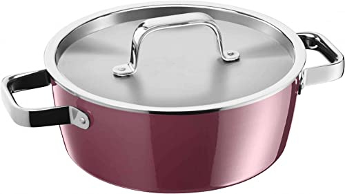 WMF Fusiontec Aromatic - Pentola per carne, coperchio con noduli di condensazione (rosso, 3,1 l)