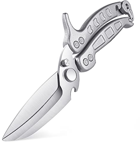 DRAGON RIOT Geflügelschere Abnehmbare, Heavy Duty Fleischschere, Mehrzweck-Küchenschere zum Schneiden von Knochen, Fleisch, Geflügel, Gemüse, Meeresfrüchte und Pizza, Knochenschere Silber