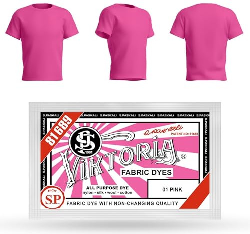 HOPS Viktoria Textile Dye, 10 grams (Pink), Machine Washable - Fabric Dye, Textile Colour, Clothing Dyeing