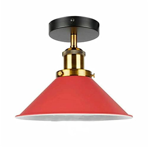Moderne Deckenleuchte, zum Einbauen aus Metall, LED-Leuchte, halbrundet, Kronleuchter aus Metall, Lampenschirm aus Metall, 22 cm, für Halle, Wohnzimmer (Rot)
