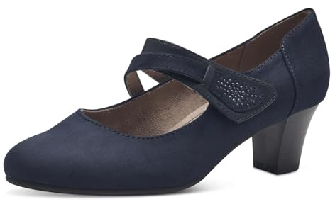 Jana Damen Pumps mit Riemen Mary Jane Vegan, Blau (Navy), 41 EU