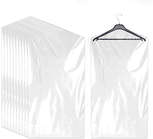 Confezione da 20 sacchetti porta abiti Copri abiti trasparenti Proteggi abiti in plastica 60x90 cm Vestiti appesi Borse porta abiti antipolvere per abiti Abiti Blazer Camicie
