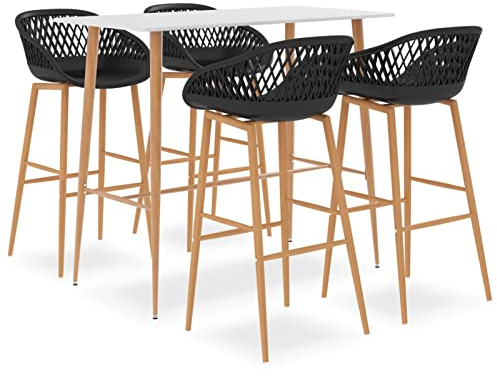 Camerina 5-TLG. Bar-Set Stehtisch Outdoor Bartisch-Set Bar MöBel Bar Outdoor Theke Garten Theke Bar Weiß und Schwarz 3057434