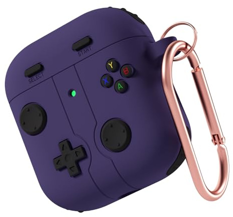 MINUUISCT Custodia compatibile con Airpods 1 2, custodia classica per console di gioco portatile in silicone morbido protettivo con cordino per Airpods 1&2, Viola