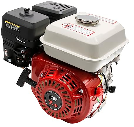 Qrooviiy 4-Stroke 7.5HP 210cc Gas Engine - 0.787“ Shaft Diameter,Pull Start Petrol Engine,GX170F OHV Air Cooled Horizontal for Go Karts,Mini BikeLog,Microtiller,Lawn Mower