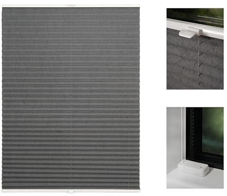 metablo Plissee auf Maß mit Crushed Optik zum Festschrauben in der Fensterfalz Sichtschutz Blickdicht für Fenster und Tür Grau B: 30-40 cm, H: 151-200 cm