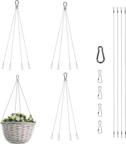 MRRCYUR Ketten für hängende Pflanzen, 3 Stück Hängekorb-Kette, Ersatz, 4-Punkt, 55,9 cm, robuster Edelstahldraht zum Aufhängen von Pflanzgefäß/Blumentopf/Vogelfutterspender/Weihnachtsbaum