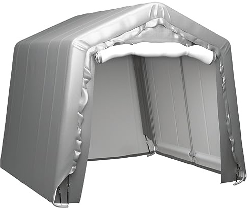 Willood Foliengerätehaus Gerätehaus Allzwecküberdachung Folienzelt Gartenschuppen Lagerzelt Garagenzelt Carport Fahrradgarage Lagerzelt Aufbewahrungsgarage Foliengarage 240x240 cm Stahl Grau