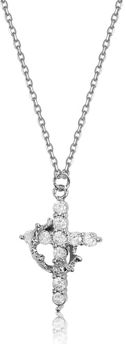 XQMMGO Cross Crown Necklace, Kreuz Kette, Kreuzkette Damen, Kreuz Anhänger, Cross Necklace Men, Kreuz Kette Mit Krone, Drehbar, Glaube Liebe Hoffnung Kette (Silber)