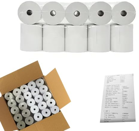 VIECAM 3 x 165' 1 Ply Bond (Non-Thermal) Receipt Paper - POS Cash Register Paper for Kitchen Printers, TMU200 SRP275, Star SP700, and More (50 Rolls)