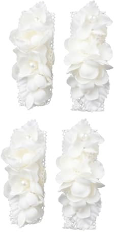 Ciieeo 2 Sätze Weißes Hochzeitsarmband Weißes Perlenstirnband Brautjungfer Foto-Requisiten Korallendekor Braut Armreif Krippendekor Hochzeit Blumenarmband Polyester 2 Stück * 2