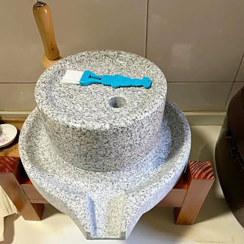 KUOYTT Manual Stone Grain Mill Grinder with Brush, Smooth Stone Mill Grinder for Home Kitchen, Dry Wet Grinder for Grinding Wet Soybean Milk, Corn Juice, Wheat Flour(M (22cmx35cm))
