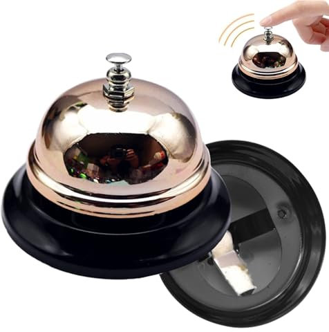 Tischklingel, Rezeptionsklingel, Rezeptionsklingel Gold, Tischklingel Metall, Tischglocke, für Hotels & Bars, Restaurants, Schulen, Krankenhäuser, Hundetraining (Roségold)