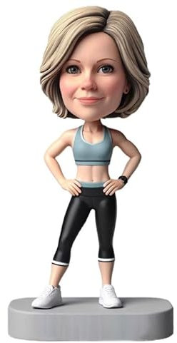 mydedor Wackelkopf-Figur, Sport-Mädchen, personalisierter Wackelkopf, personalisierter Geburtstag, Urlaub, für Freund, Unternehmen, individuelle Geschenke basierend auf Ihren Fotos